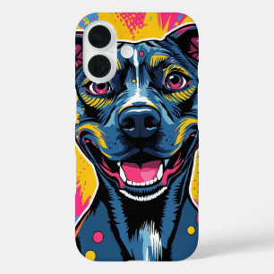 Coques iPhone 16 Pop Art Smile - Le pouvoir d'un chien heureux