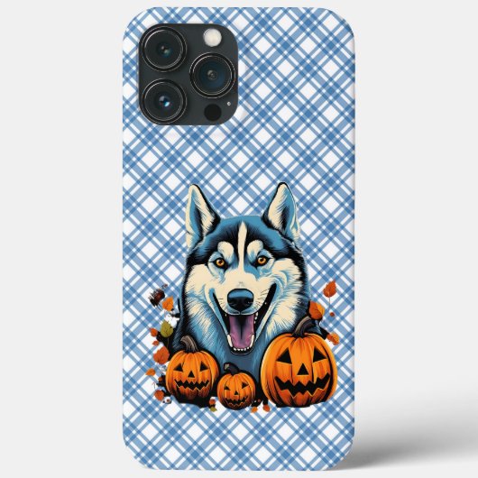 Coques Case-Mate iPhone Pop Art Smilling Husky Chien avec Halloween Citrou (Verso)
