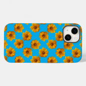 Coques Case-Mate iPhone Pop Art turquoise et marguerite jaune (Verso (horizontal))