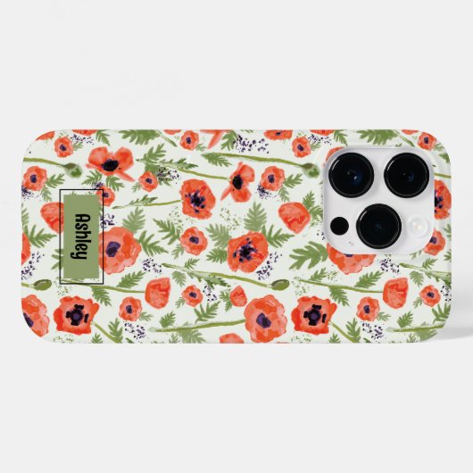 Coques Case-Mate iPhone Poppies Orange Floral Pattern (Verso (horizontal))