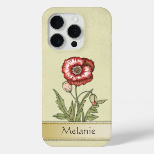 Coques Case-Mate iPhone Poppies rouges avec nom ou monogramme (Verso)