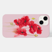 Coques Case-Mate iPhone Poppies Rouges Sur Rose Blush (Verso (horizontal))