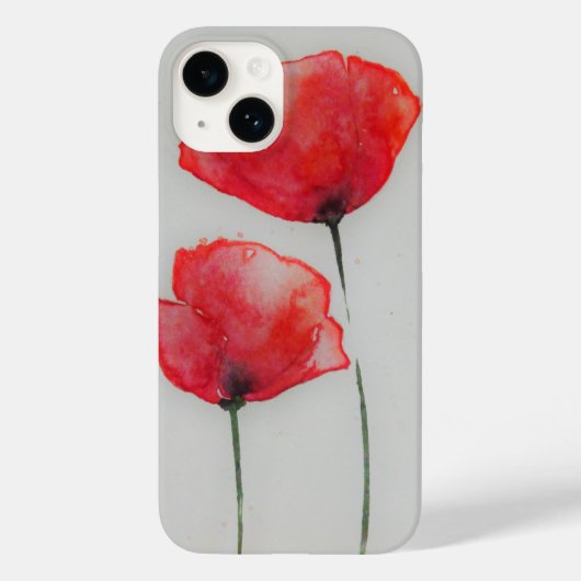 Coques Case-Mate iPhone Poppies rustiques d'aquarelle rouge (Verso)