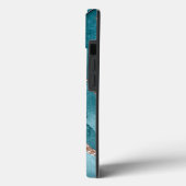 Coques Case-Mate iPhone Portable en marbre bleu Turquoise or personnalisé  (Verso / Gauche)
