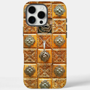 Coques iPhone 16 Pro Max Porte en bois sculpté orné en laiton Venise Italie