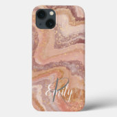 Coques Case-Mate iPhone Porte en grès rose Marbre Nom Abstrait Monogramme (Verso)