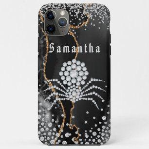 Case-Mate iPhone Case Porte noire avec accents or et diamant