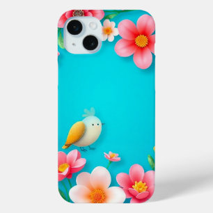 Coque iPhone 15 Mini Porte-oiseau à cadre Blue Bird pour usage quotidie