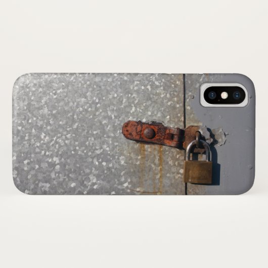 Coques Case-Mate iPhone Portes en acier verrouillées avec cadenas rouillé (Dos (Horizontal))