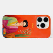 Coques Case-Mate iPhone Portrait à la mode Abstrait Orange Frida Kahlo (Verso (horizontal))