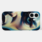 Coques Case-Mate iPhone Portrait Abstrait bleu jaune intense Artistique (Verso (horizontal))