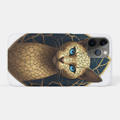 Coques Case-Mate iPhone Portrait de chat doré sur fond géométrique sombre (Dos (Horizontal))