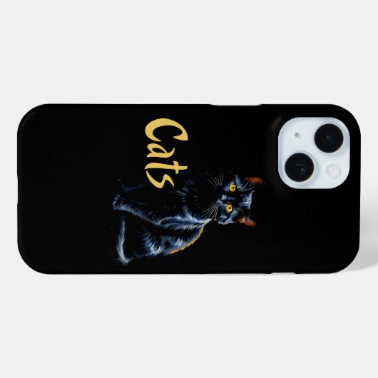 Coques Case-Mate iPhone Portrait de chat noir (Verso (horizontal))