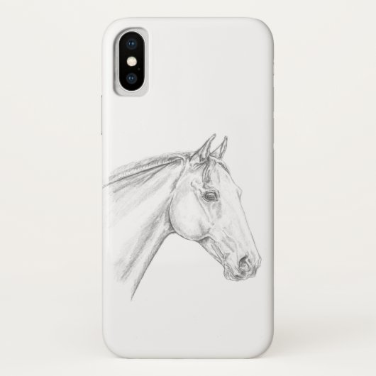 Coques Case-Mate iPhone Portrait de cheval au crayon (Dos)
