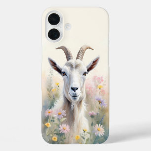 Coques iPhone 16 Plus Portrait de chèvre de champ pastel doux