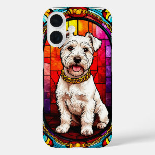 Coques iPhone 16 Portrait de chien blanc dans une œuvre d'art en ve