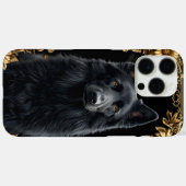 Coques Case-Mate iPhone Portrait de chien noir (Verso (horizontal))
