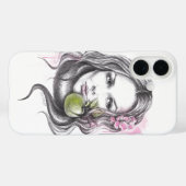 Coques Case-Mate iPhone Portrait de femme avec pomme et fleur Art Surreal (Verso (horizontal))