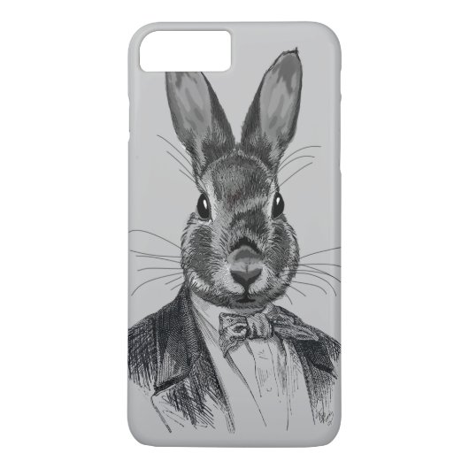Coques Case-Mate iPhone Portrait de lapin en costume (Dos)