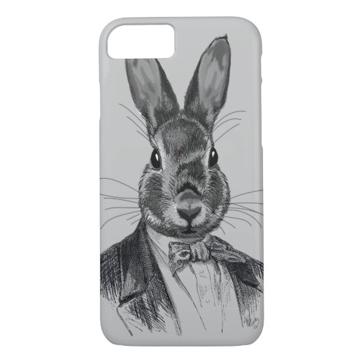 Coques Case-Mate iPhone Portrait de lapin en costume (Dos)
