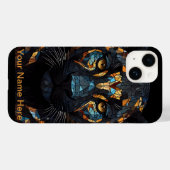 Coques Case-Mate iPhone Portrait de léopard en mosaïque vitrail (Verso (horizontal))