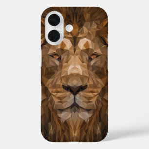 Coques iPhone 16 Portrait de lion géométrique