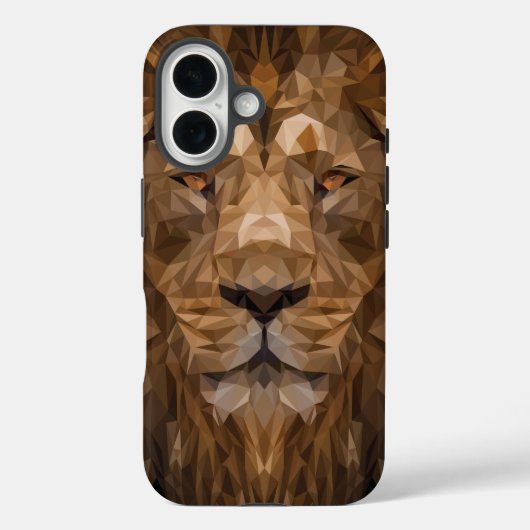 Coques Case-Mate iPhone Portrait de lion géométrique (Verso)