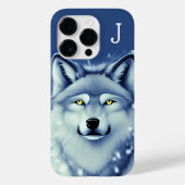 Coques Case-Mate iPhone Portrait de loup blanc et gris monogramme (Verso)