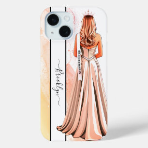 Coque Pour iPhone 15 Portrait de rêve orangé de blonde pageant