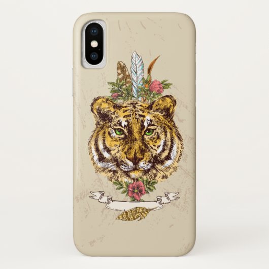 Coques Case-Mate iPhone Portrait de style de Boho de tigre (Dos)