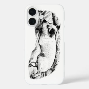 Coques iPhone 16 Portrait de Terrier élégant avec de fines lunettes