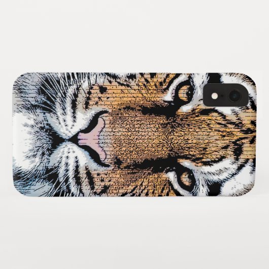 Coques Case-Mate iPhone Portrait de tigre en style Presse Graphique (Dos (Horizontal))