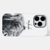 Coques Case-Mate iPhone Portrait de vache Highland premier monogramme noir (Verso (horizontal))