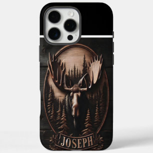 Coques iPhone 16 Pro Max Portrait d'orignal sculpté