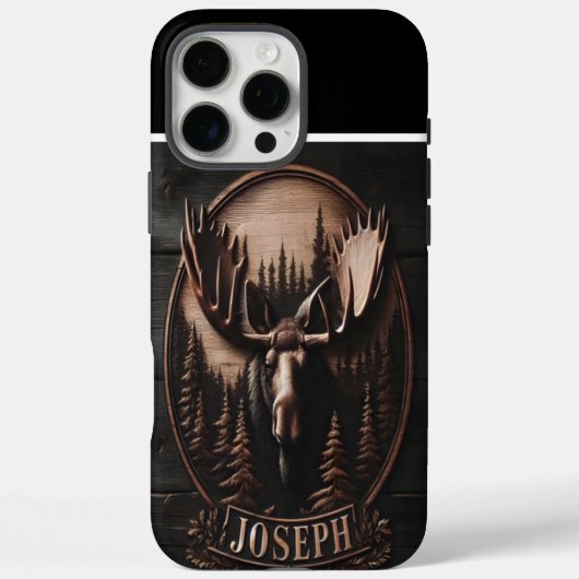 Coques Case-Mate iPhone Portrait d'orignal sculpté (Verso)