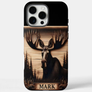Coques iPhone 16 Pro Max Portrait d'orignal sculpté