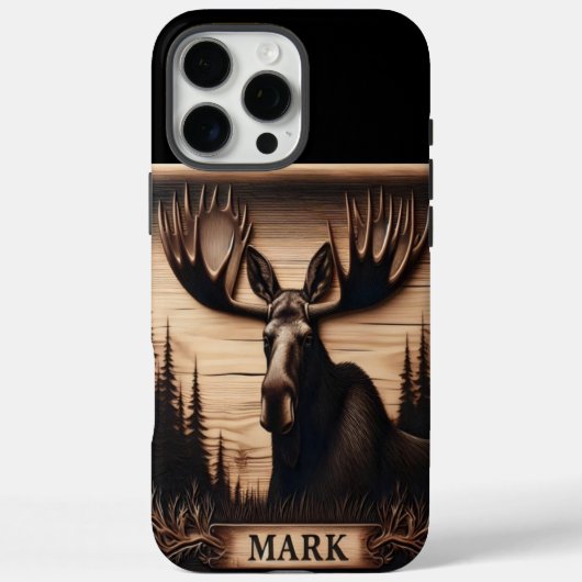 Coques Case-Mate iPhone Portrait d'orignal sculpté (Verso)