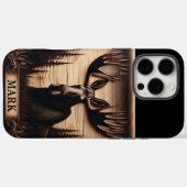 Coques Case-Mate iPhone Portrait d'orignal sculpté (Verso (horizontal))