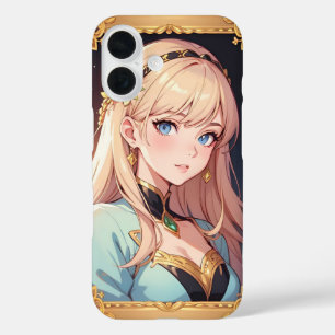 Coques iPhone 16 Portrait élégant de style anime d'une personne aux