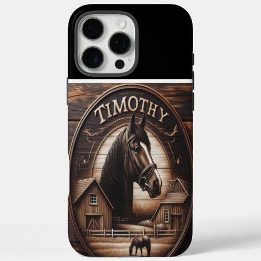 Coques Case-Mate iPhone Portrait en bois sculpté de Timothy, Ferme à cheva (Verso)