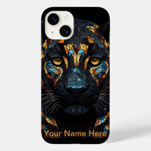 Coque Pour iPhone 14 Portrait en verre tendu de léopard de mosaïque