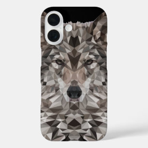 Coques iPhone 16 Portrait géométrique du loup gris