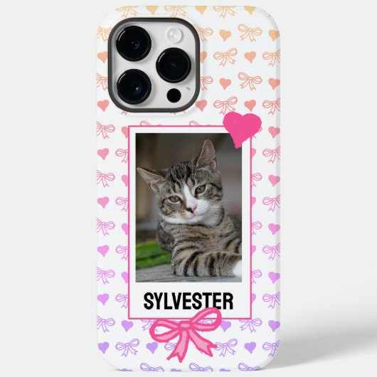 Coques Case-Mate iPhone Portrait Pet Personnalisé Cute Rose Ruban Coeur Ph (Verso)