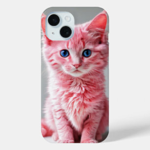 Coque Pour iPhone 15 Portrait photo de chat rose