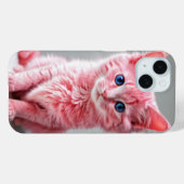 Coques Case-Mate iPhone Portrait photo de chat rose (Verso (horizontal))