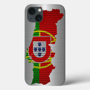 iPhone 13 Case Portugal Drapeau et carte Acier Trou métallique