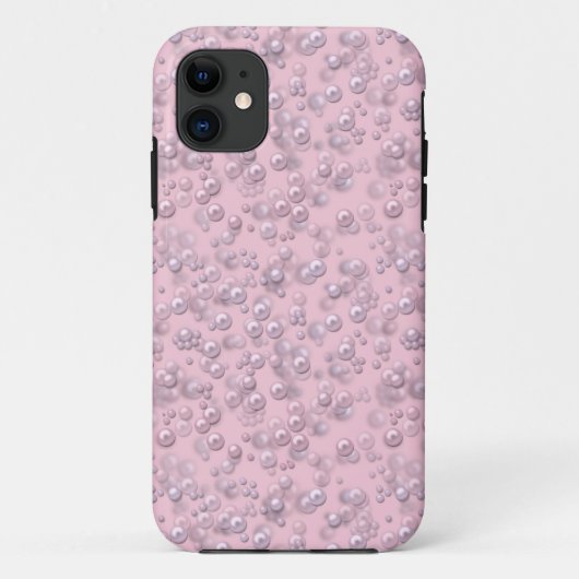 Coques Case-Mate iPhone Poseurs de perles rose-blanc sur velours rose (Dos)