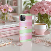 Coques Case-Mate iPhone Posh Monogrammed Pastel Pink and Green 