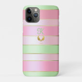 Coques Case-Mate iPhone Posh Monogrammed Pastel Pink and Green  (Dos)