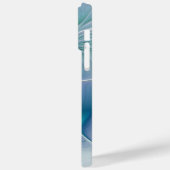 Coques Case-Mate iPhone Position, Abstrait bleu turquoise fractal (Verso / Gauche)